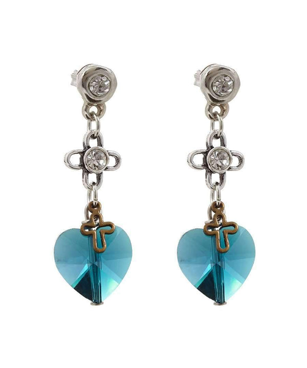 Deep Blue Crystals Drop Earrings