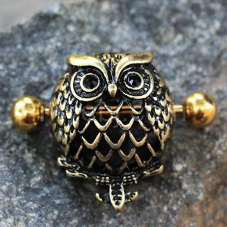 Antique Gold Plated Owl Dome Shape Nipple Shield