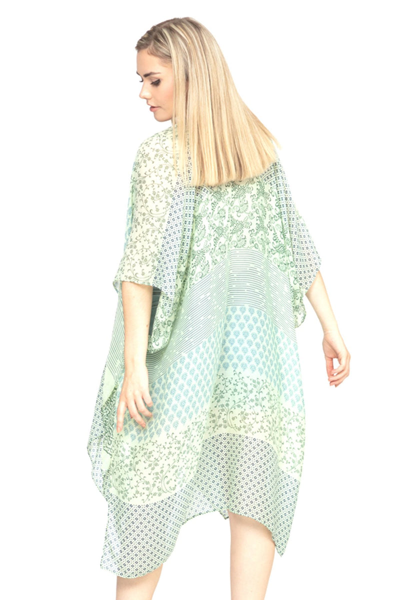 Ms0174lm - Lime Multi Pattern Bohemian Print Kimono