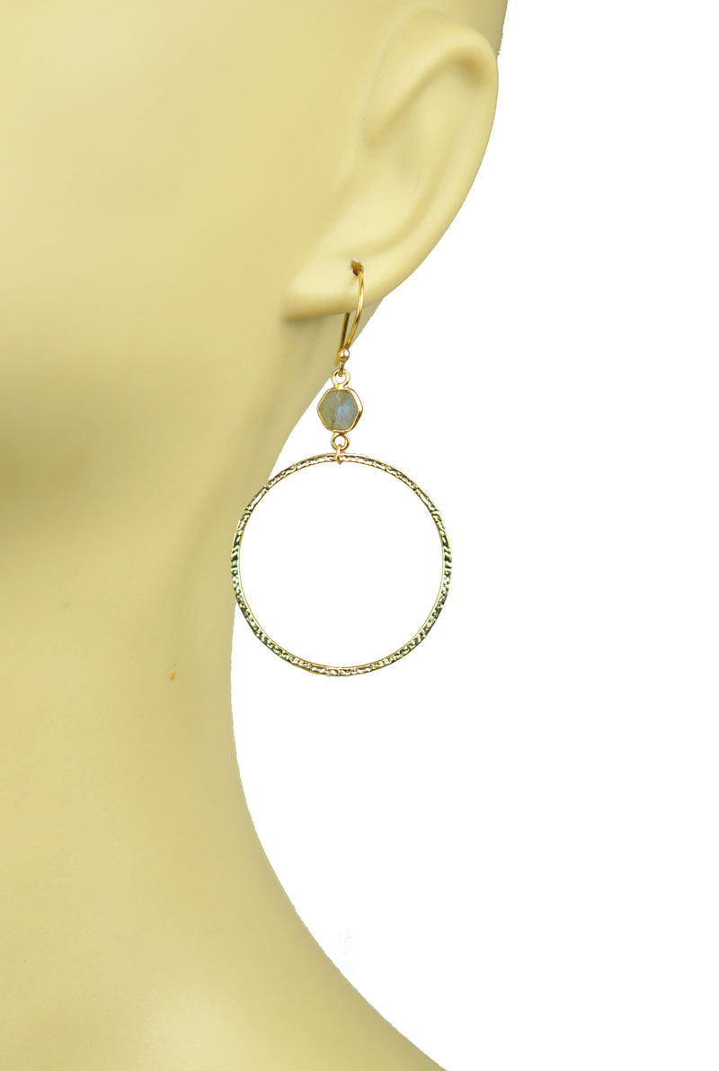 Labradorite Bezel Circle Earrings