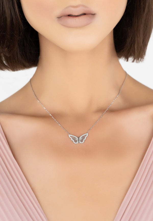 Filigree Butterfly Necklace Silver
