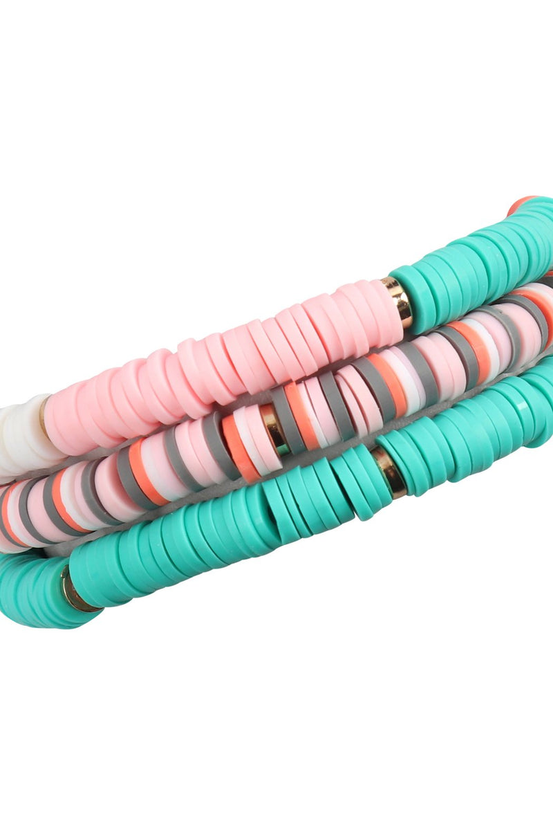 Fimo Tri Color Piece Elastic Bracelet
