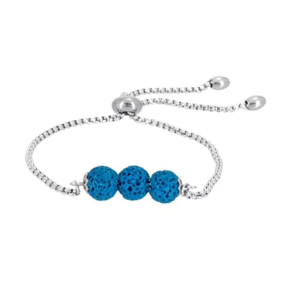Light Blue Triple Lava Stone Charm Bracelet