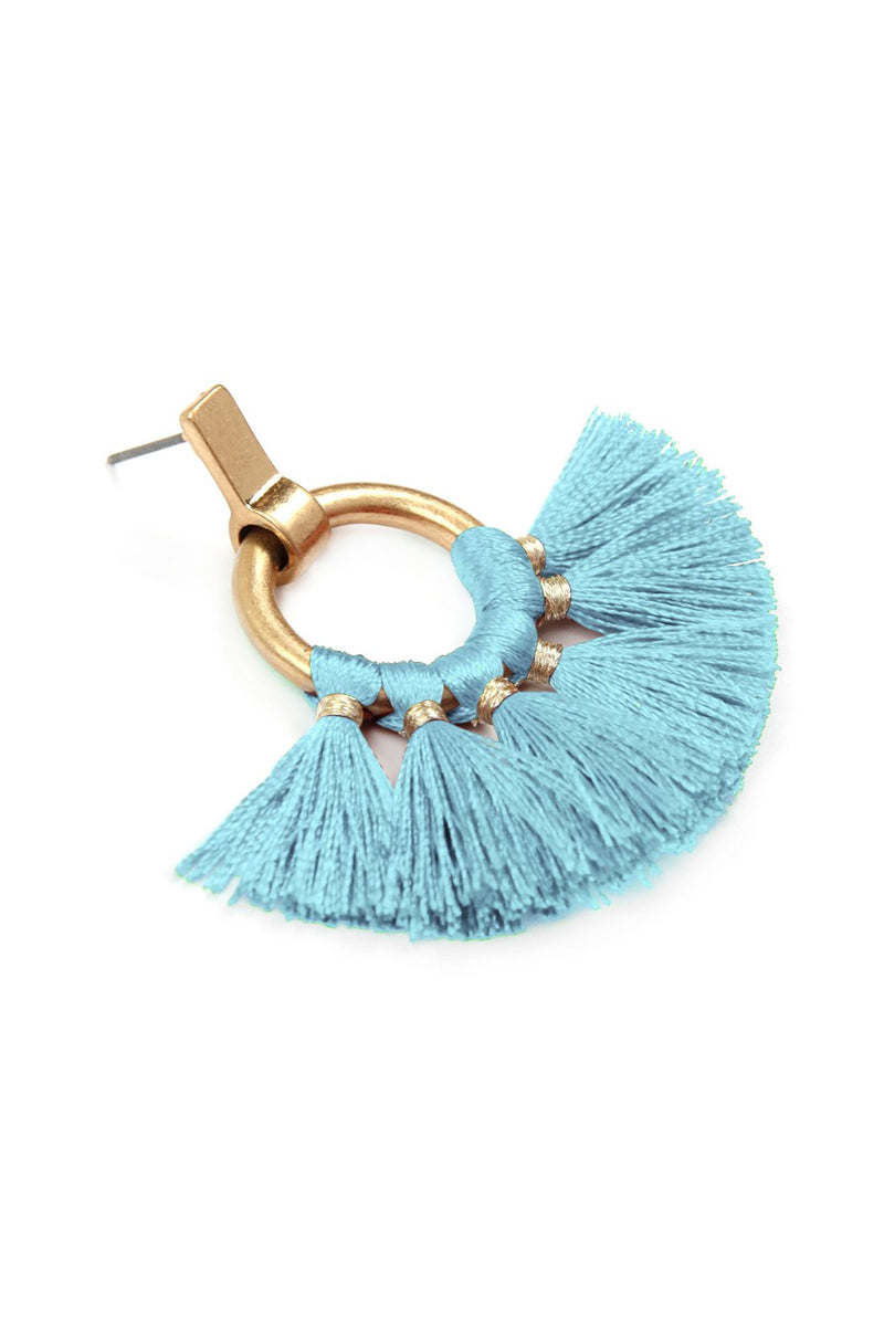 Mye1060 - Fan Tassel Post Wrap Hoop Dangle Earrings