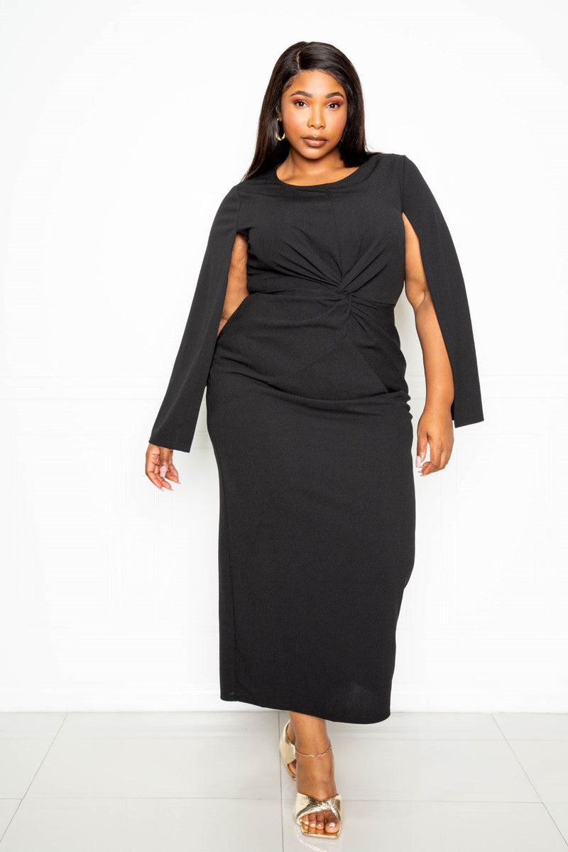 Caped Beautifully Plus Size Dress (Black)