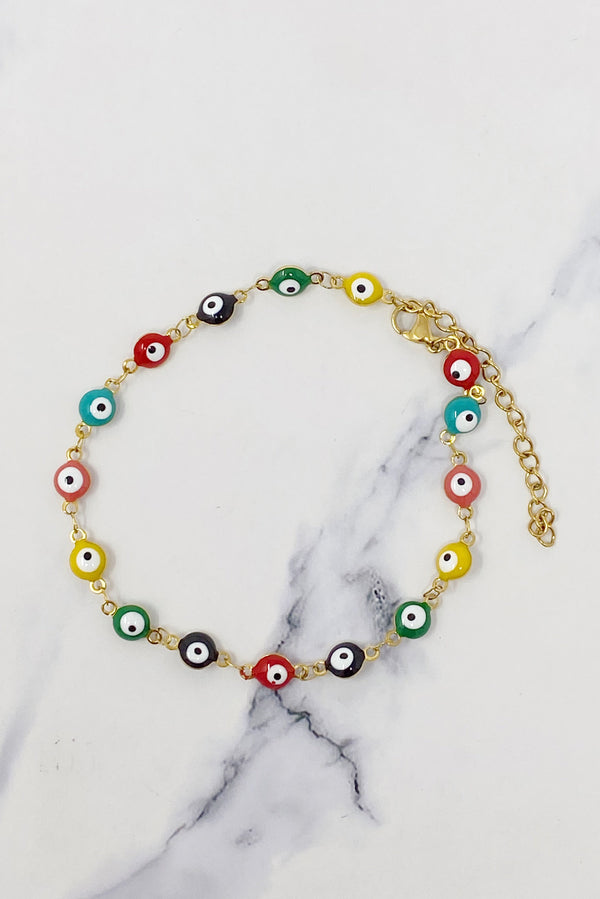 Colorful Eye Beaded Anklet