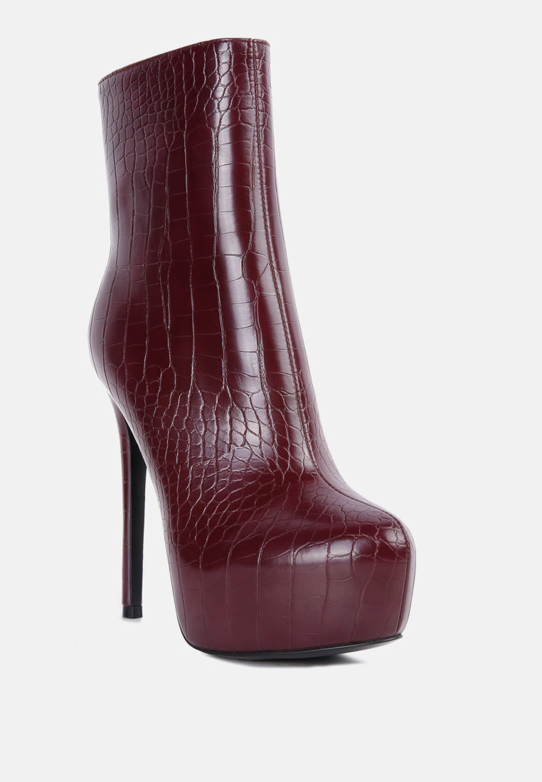 Orion High Heeled Croc Ankle Boot