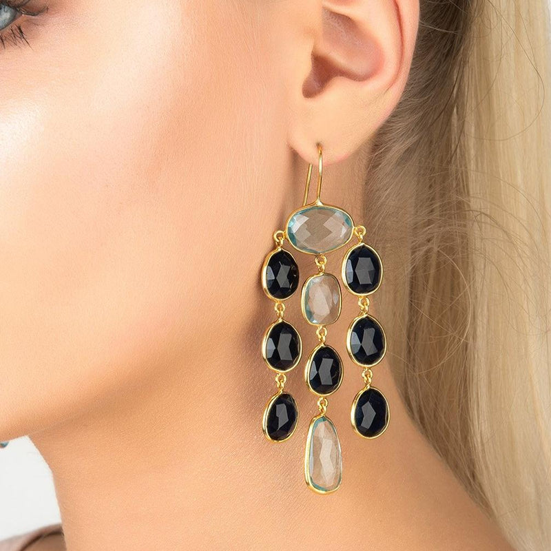 Splash Gemstone Earring Gold Sapphire Hydro
