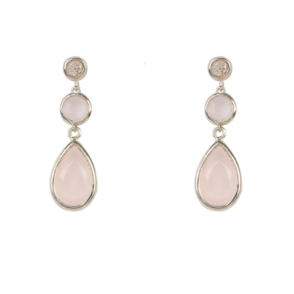 Tuscany Gemstone Drop Earring Silver Rose Quartz