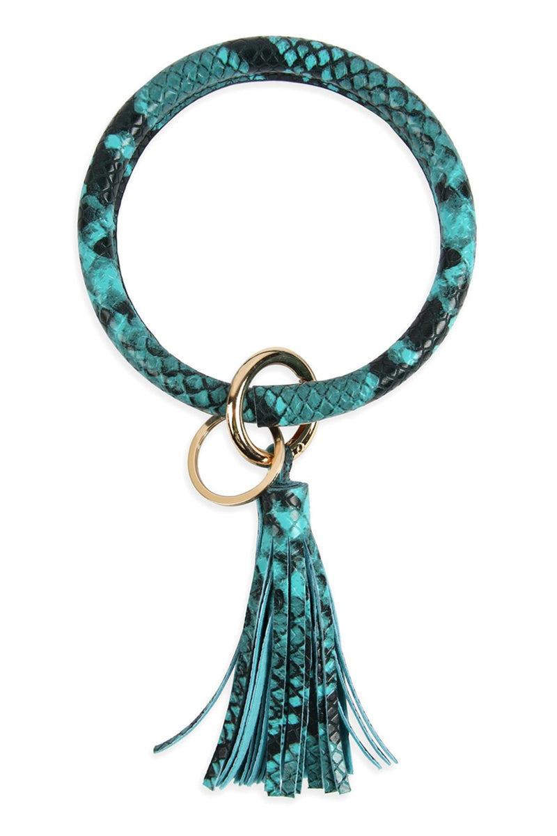 Hdb2815 - Snake Skin Printed Tassel Key Ring Bracelet