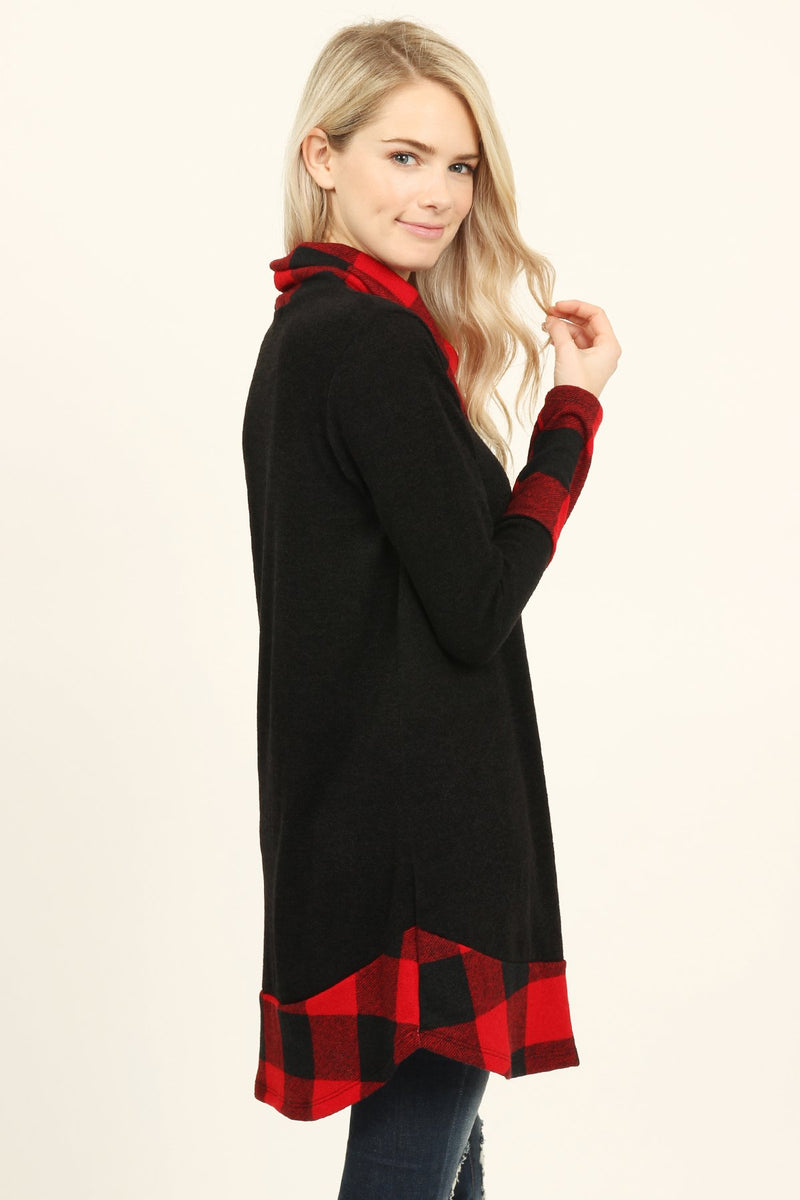 Plaid Accented Sweater Tunic