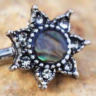316L Stainless Steel Abalone Shell Inlay Star Nipple Bar