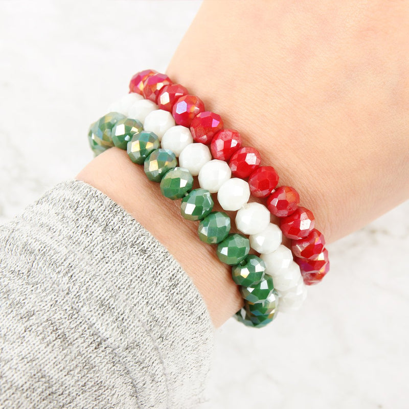 Three Glass Beads Stretch Bracelet