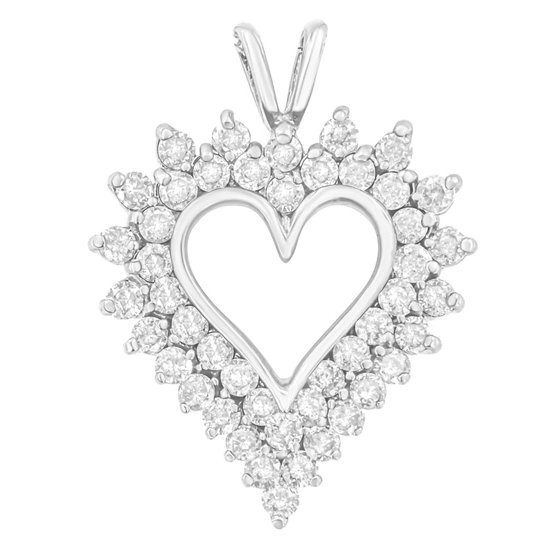 14K Yellow Gold Plated .925 Sterling Silver 3.00 Cttw Round Cut Diamond Cluster Heart 18" Pendant Necklace (K-L Color, I