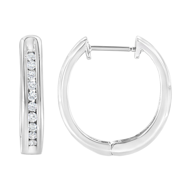 .925 Sterling Silver 1/2 Cttw Lab-Grown Diamond Hoop Earring (F-G Color, VS2-SI1 Clarity)