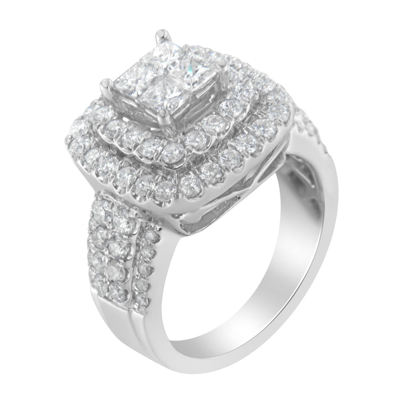 14KT White Gold Round and Princess Diamond Ring (2 1/4 Cttw, H-I Color, SI1-SI2 Clarity)