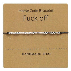 Morse Code Bracelet Silver Beads - F Off