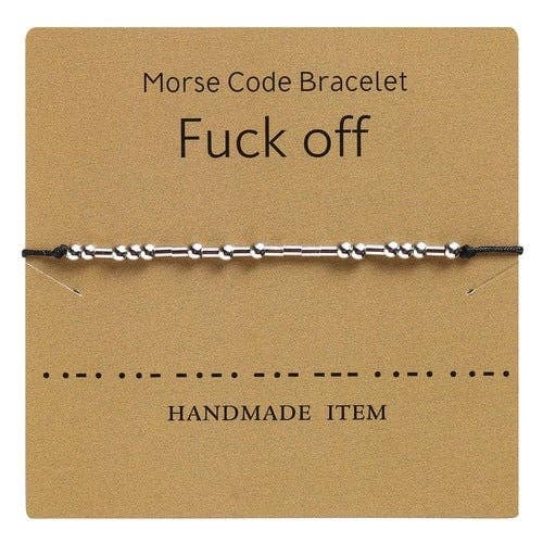 Morse Code Bracelet Silver Beads - F Off