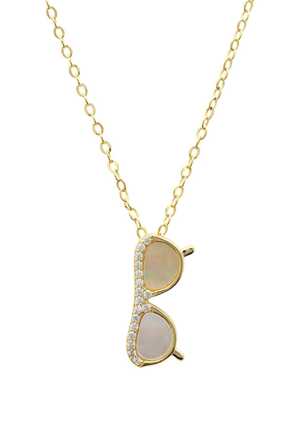 Sunglasses Mother of Pearl Necklace Gold