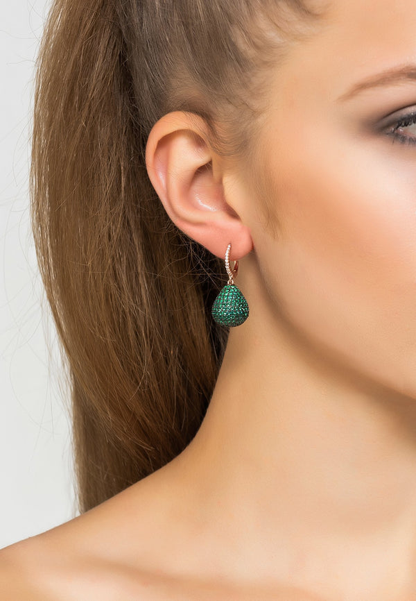 Valerie Pear Drop Gemstone Earrings Silver Emerald