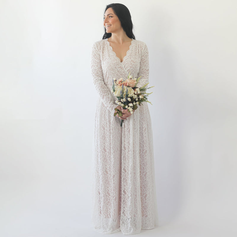 Curvy Ivory Blushed Wedding Dress With Pockets #1268