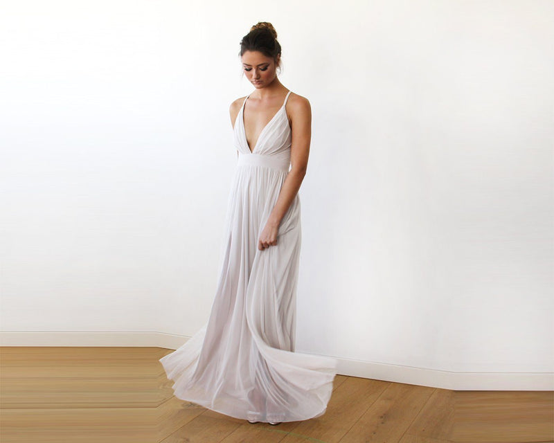Chiffon Maxi Wrap With Thin Straps - Ivory Maxi Dress With Adjustable Straps 1170