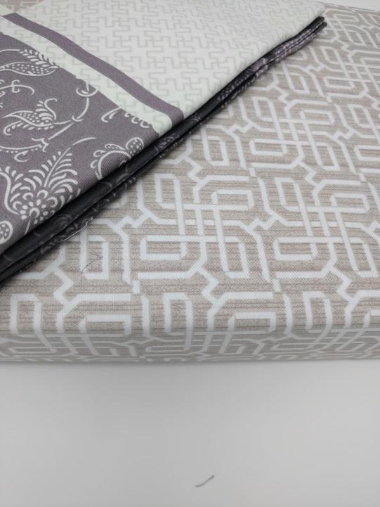 DaDa Bedding Jacquard Grey Floral Paisley Flat Sheet & Pillow Cases Set (FS8222)