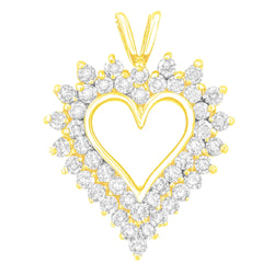 10K Yellow Gold 3.0 Cttw Brilliant-Cut Diamond Open Heart 18" Pendant Necklace (J-K Color, I1-I2 Clarity)