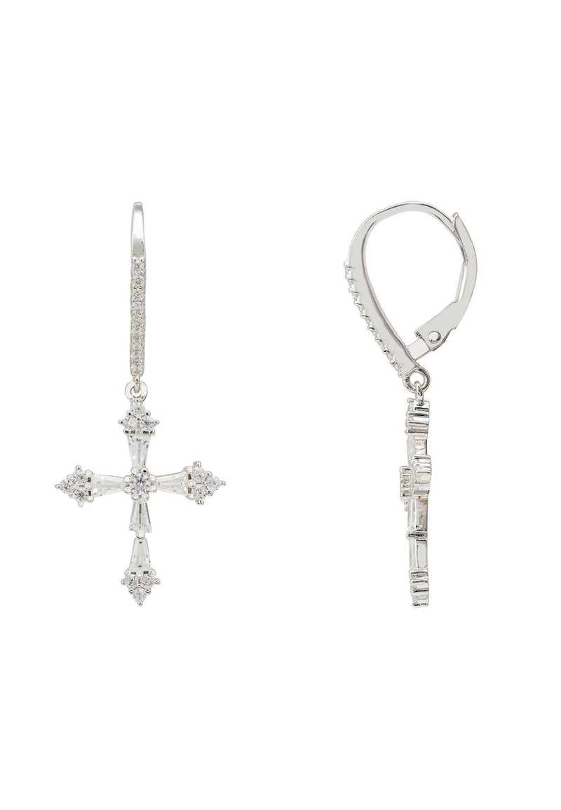 Constantine Cross Drop Earrings Silver