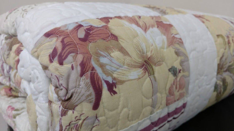 Classic Floral Blossoming Reversible Real Patchwork 100% Cotton Quilted Coverlet Bedspread Set (DXJ103112)