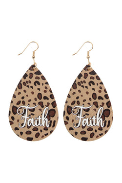 Hde2868 - "Faith" Animal Print Leather Fish Hook Earrings