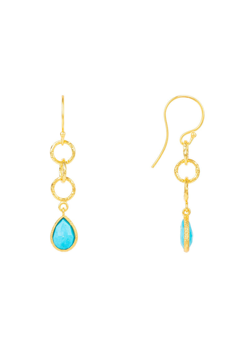 Linked Gemstone Drop Earring Gold Turquoise