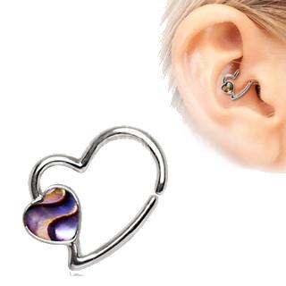 316L Stainless Steel Abalone Shell Heart Annealed Cartilage Earring