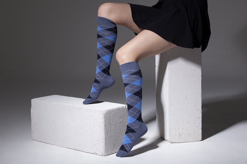Women's High-Class Argyle Knee High Socks Set