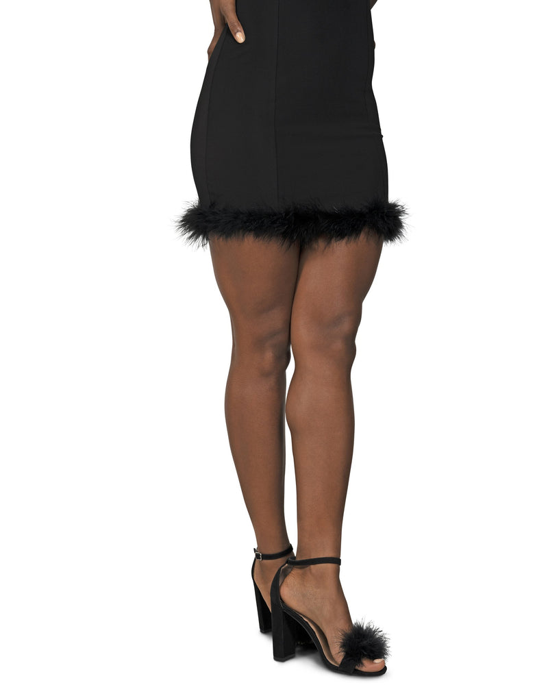 Noel Mini Dress With Fur Hem