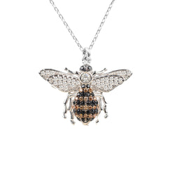 Honey Bee Pendant Necklace Silver
