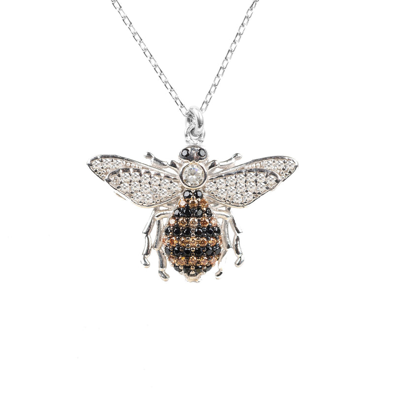 Honey Bee Pendant Necklace Silver