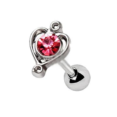 316L Stainless Steel Lovely Pink Heart Cartilage Earring