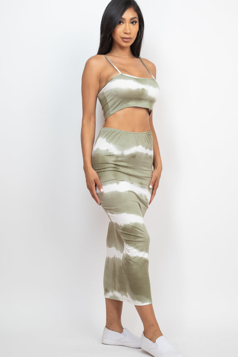 Tie-Dye Printed Cami Crop Top & Long Skirt Set (CAPELLA)