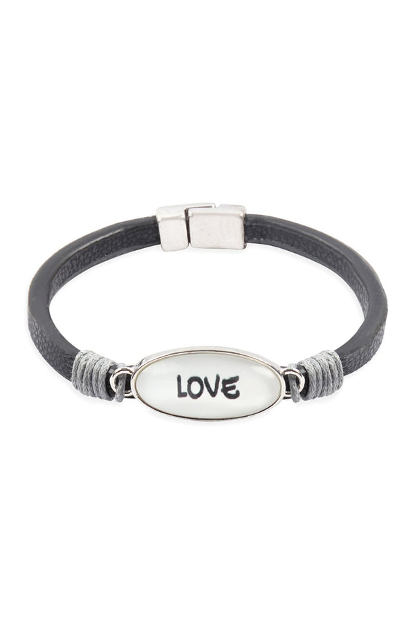 "Love" Animal Print Leather Magnet Bracelet
