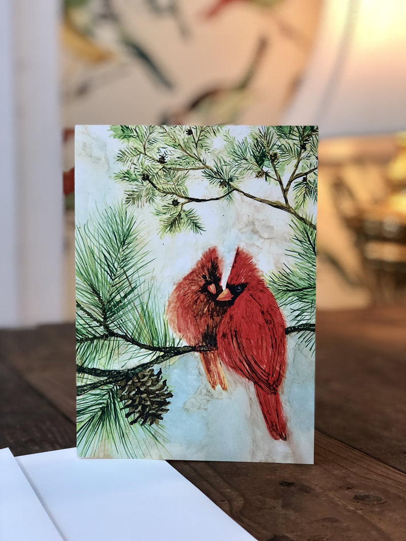 Cardinal Lovebirds : Greeting Card