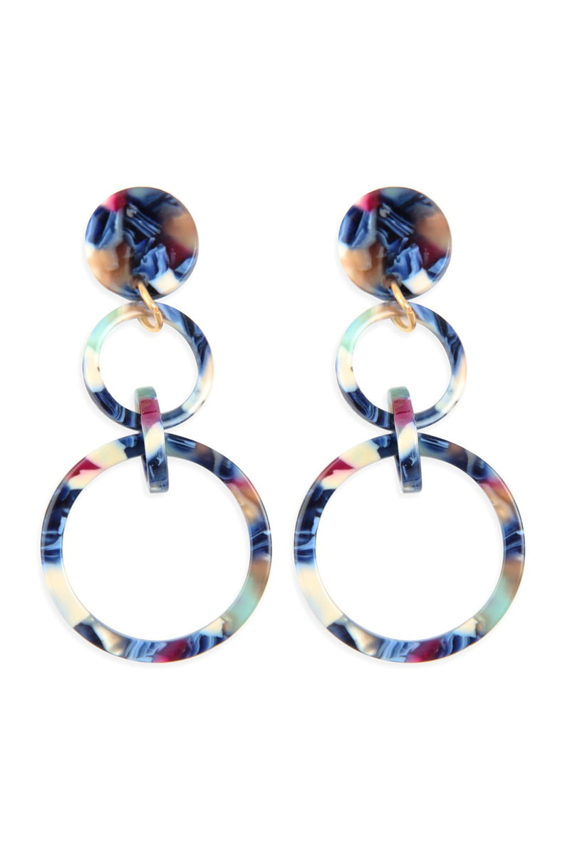 Hde2574 - Linked Hoop Acetate Dangle Earrings