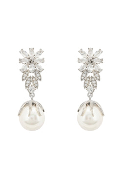 Primrose Baroque Pearl Earrings Silver White