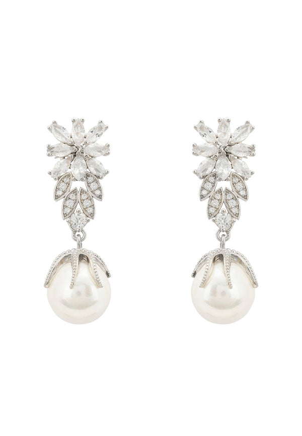 Primrose Baroque Pearl Earrings Silver White