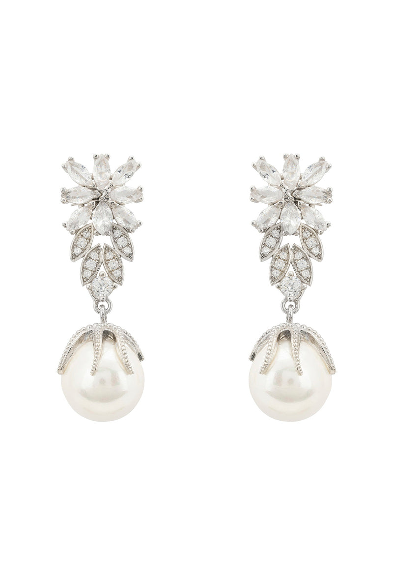 Primrose Baroque Pearl Earrings Silver White