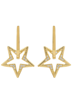 Celestial Open Star Huggie Earrings Gold