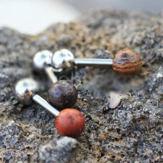 Natural Organic Wood Ball Cartilage Stud Earring