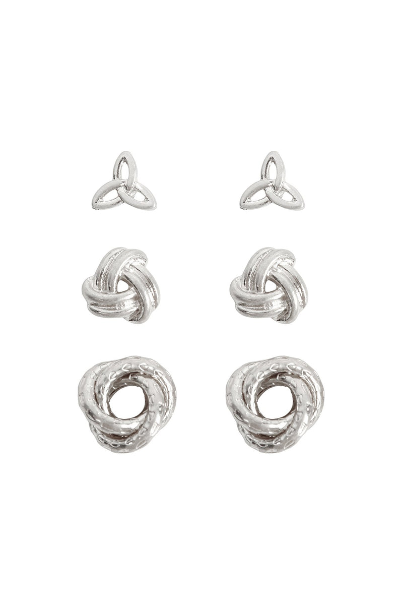 Jeb332 - 3 Set of Knot Shape Earrings