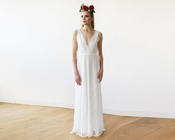 Sleeveless Ivory Lace Wedding Gown 1150