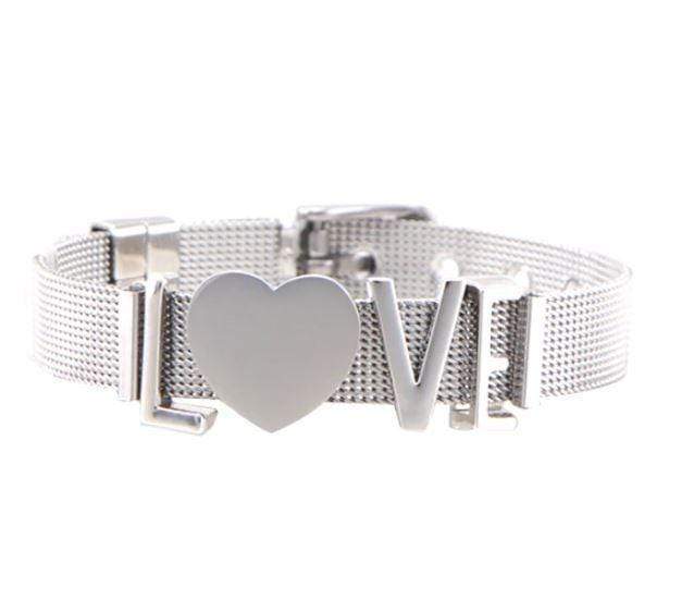 Stainless Steel Slider Bracelet -Silver